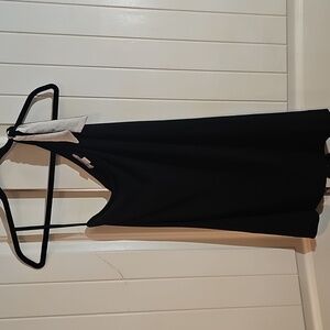 White House Black Market Black One Shoulder Top with White Accent